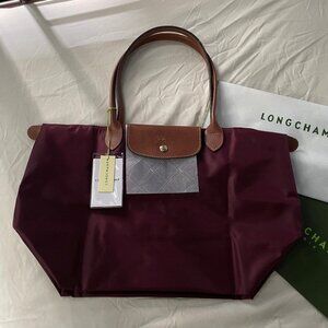 NWT Longchamp Le Pliage Original Large Wine Red Handbag Canvas Tote L